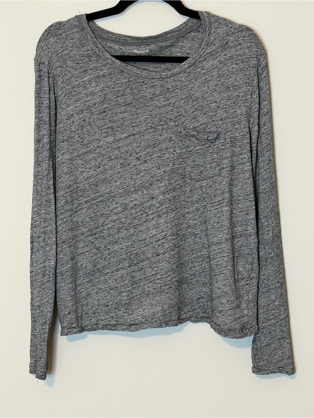 Madewell Heather Gray Slub Long Sleeve Pocket Tee Size XL